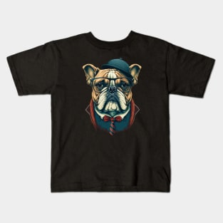 Hipster Bulldog Kids T-Shirt